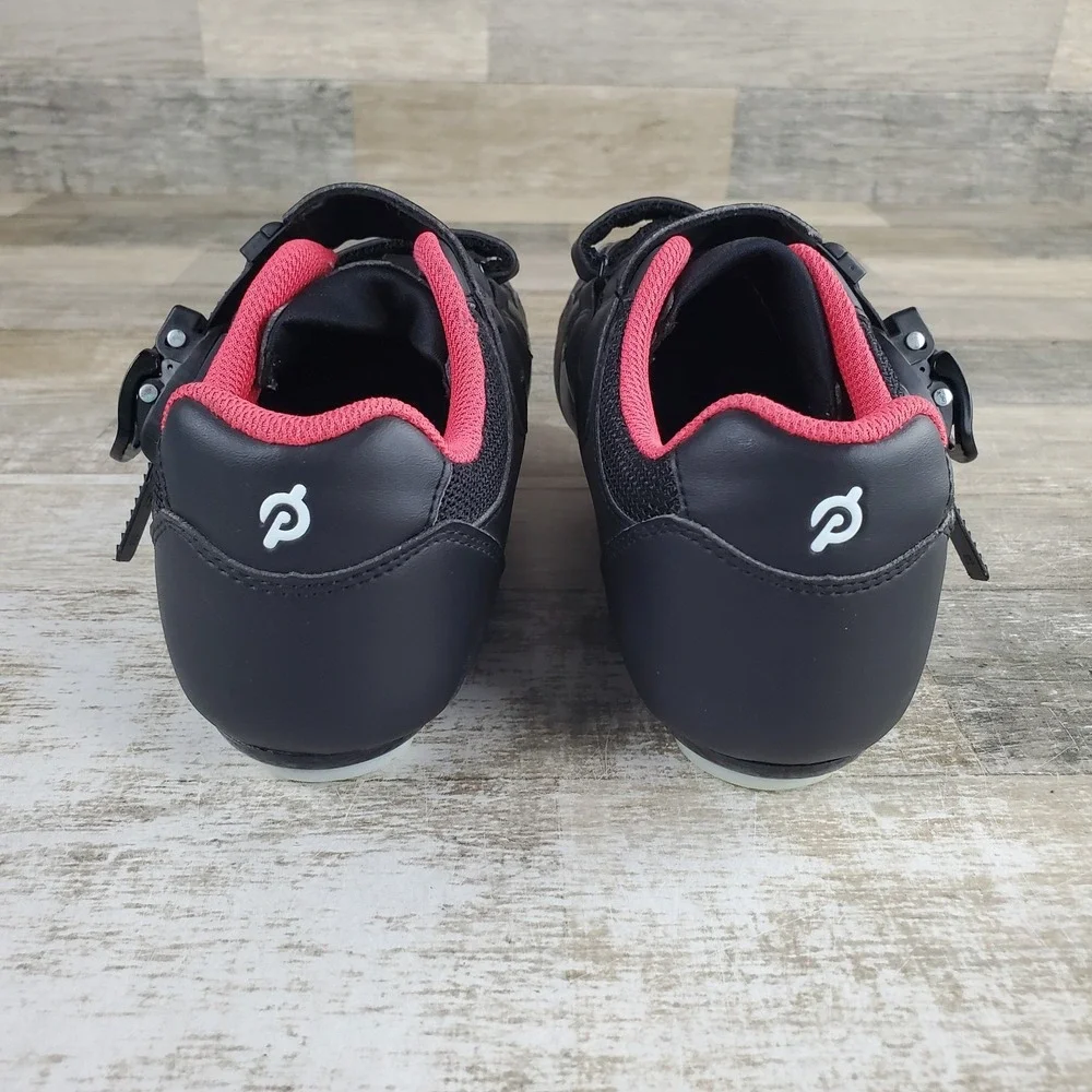 Peloton Womens Cycling Shoes Sz 8 - 8.5 Black Leather Round Toe Sneakers